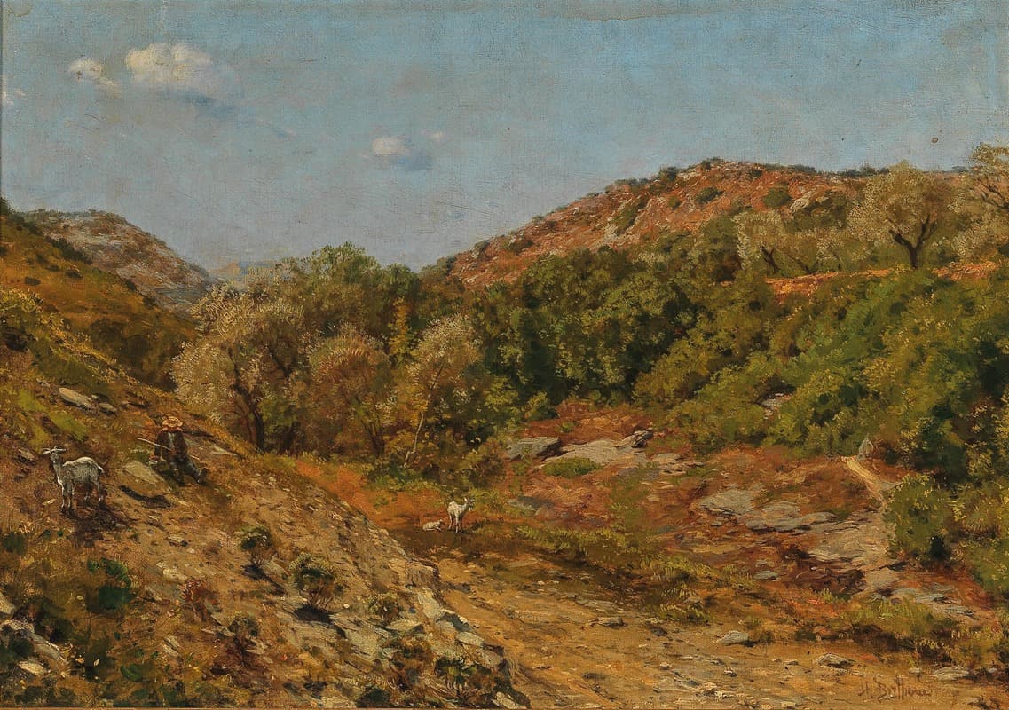 Resting Goats in a Summer Landscape