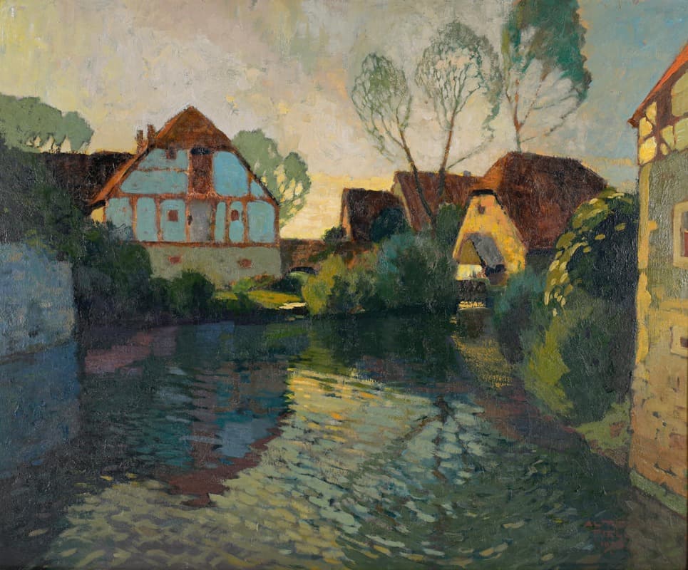 Dämmerung in einem Dorf