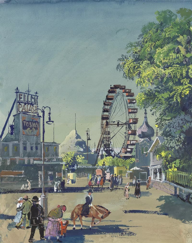 Im Prater bei der Hochschaubahn, Riesenrad u. Filmpalast