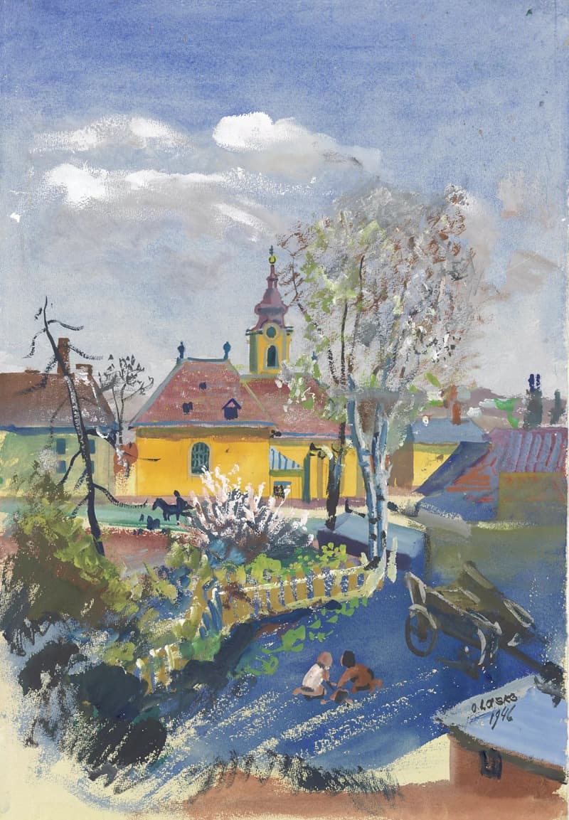 Frühjahr 1946 in Ober St. Veit (Blick auf die Pfarrkirche)