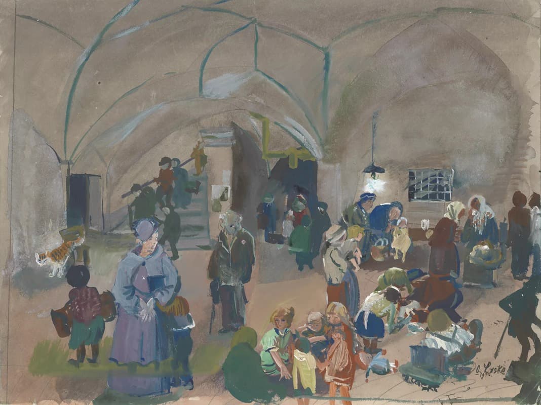 Szene in einem Luftschutzkeller