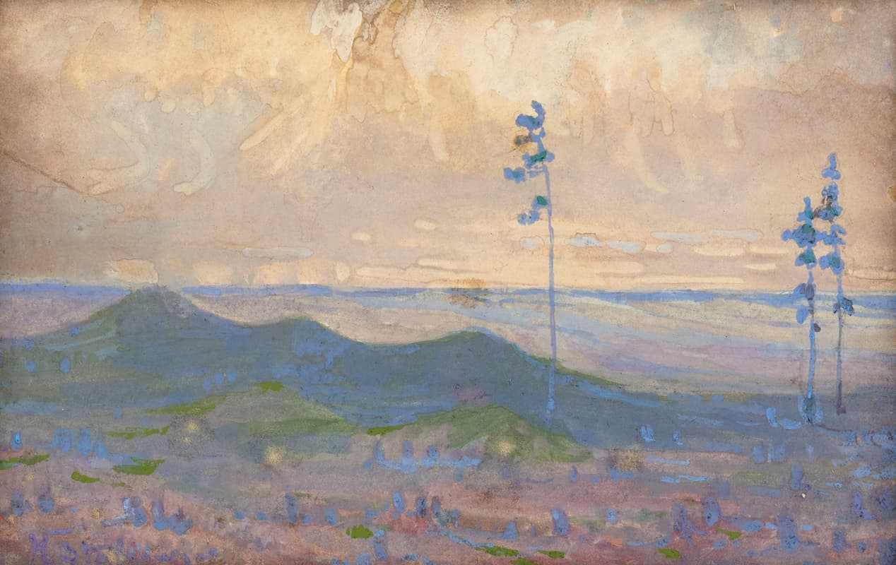 Landscape with three trees