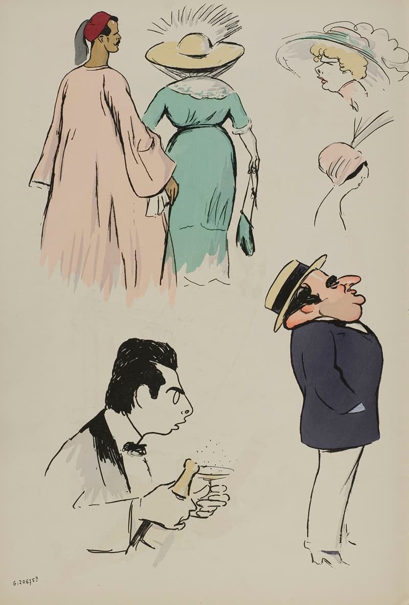 Неизвестная пара, мадам Дюжарден, мадам Дойен, Жан Гитри, Родольф Тейч