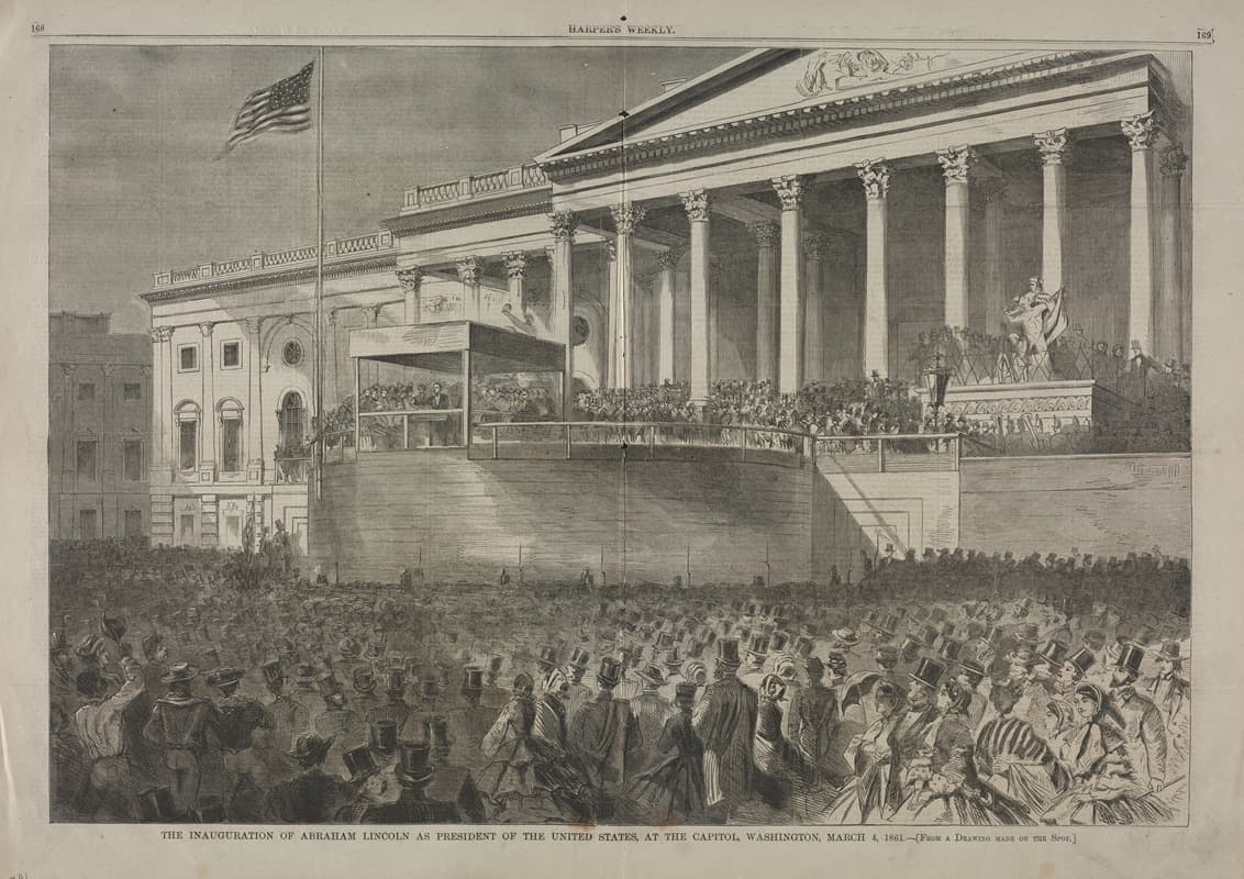 Инаугурация Авраама Линкольна как президента Соединенных Штатов в Капитолии, Вашингтон, 4 марта 1861