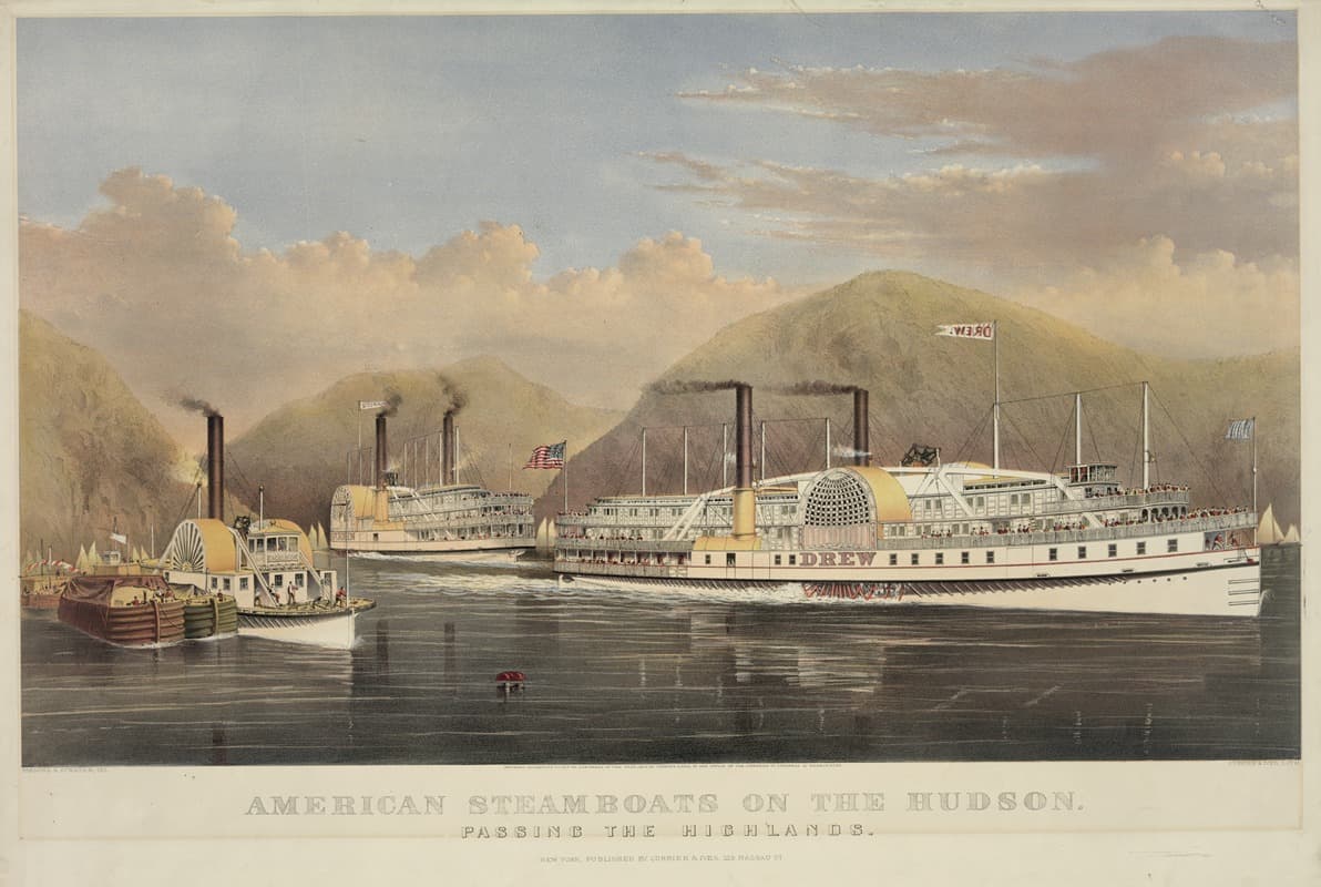 American steamboats on the Hudson; passing the highlands