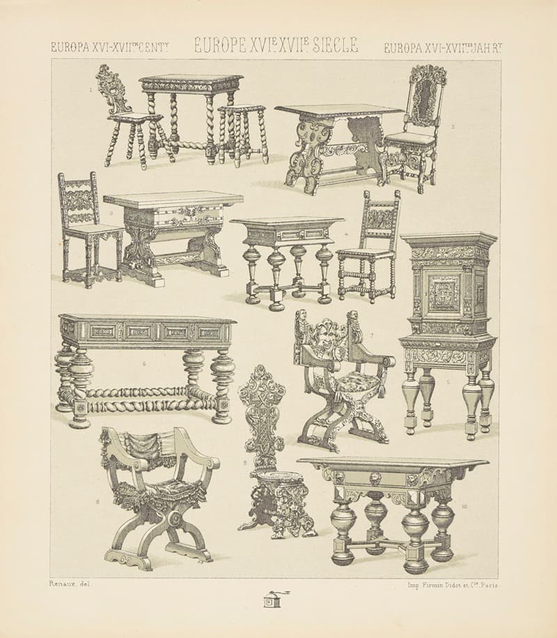 Ameublement civil – tables et sieges