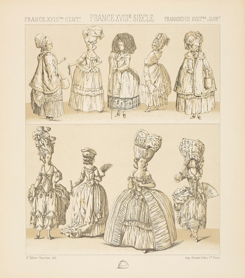Costumes feminins – modes du temps de Louis XVI – premiere periode