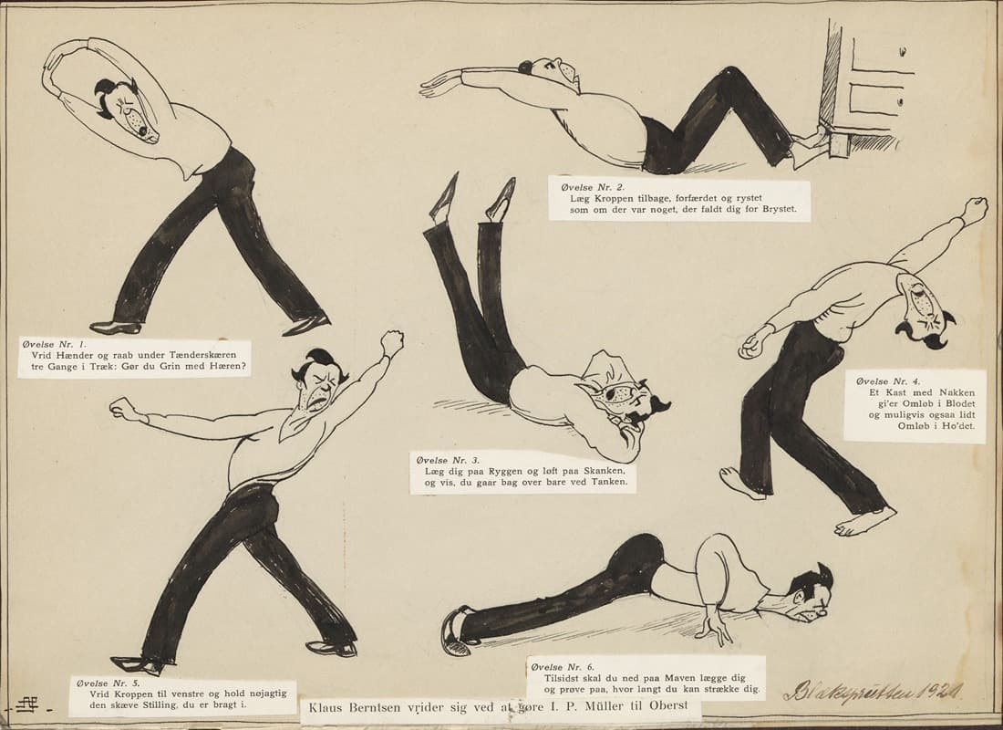 Клаус Бернтсен занимается гимнастикой. Министр обороны демонстрирует гимнастические упражнения.