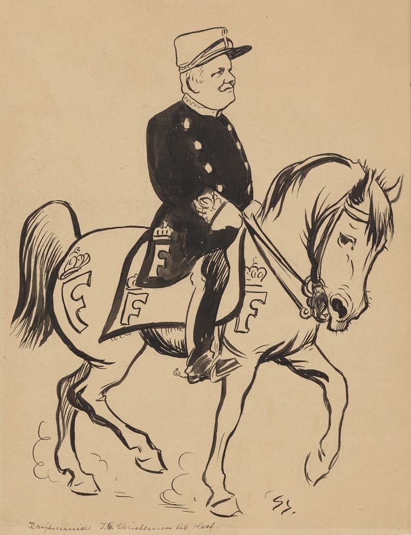 Министр войны Й. К. Кристенсен на лошади.