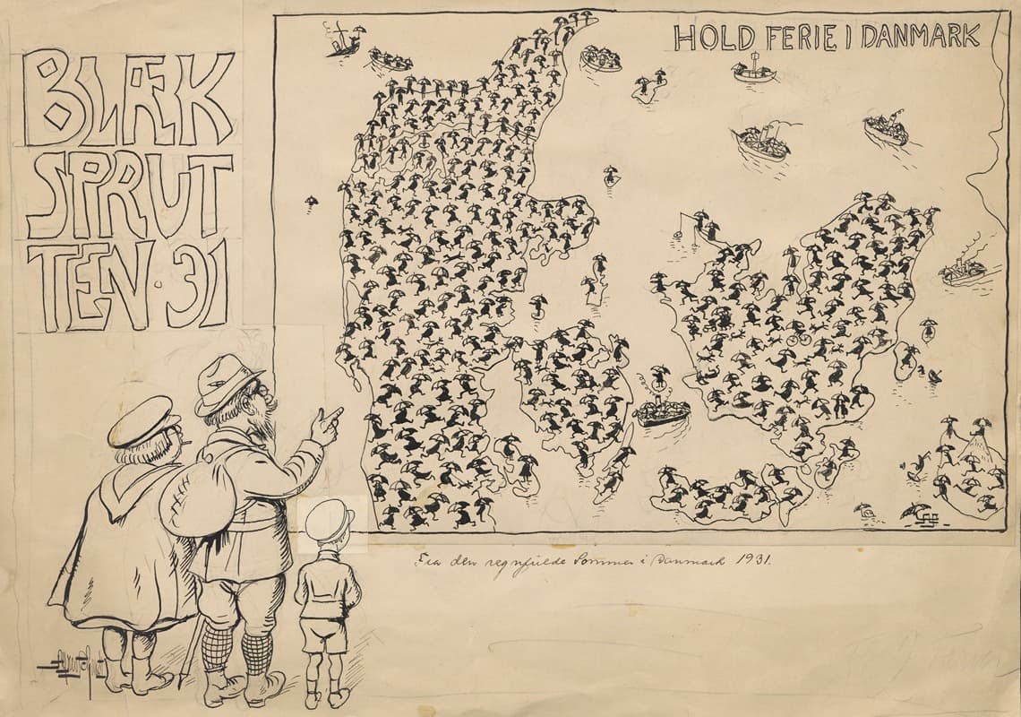 Туристы стоят и смотрят на карту Дании