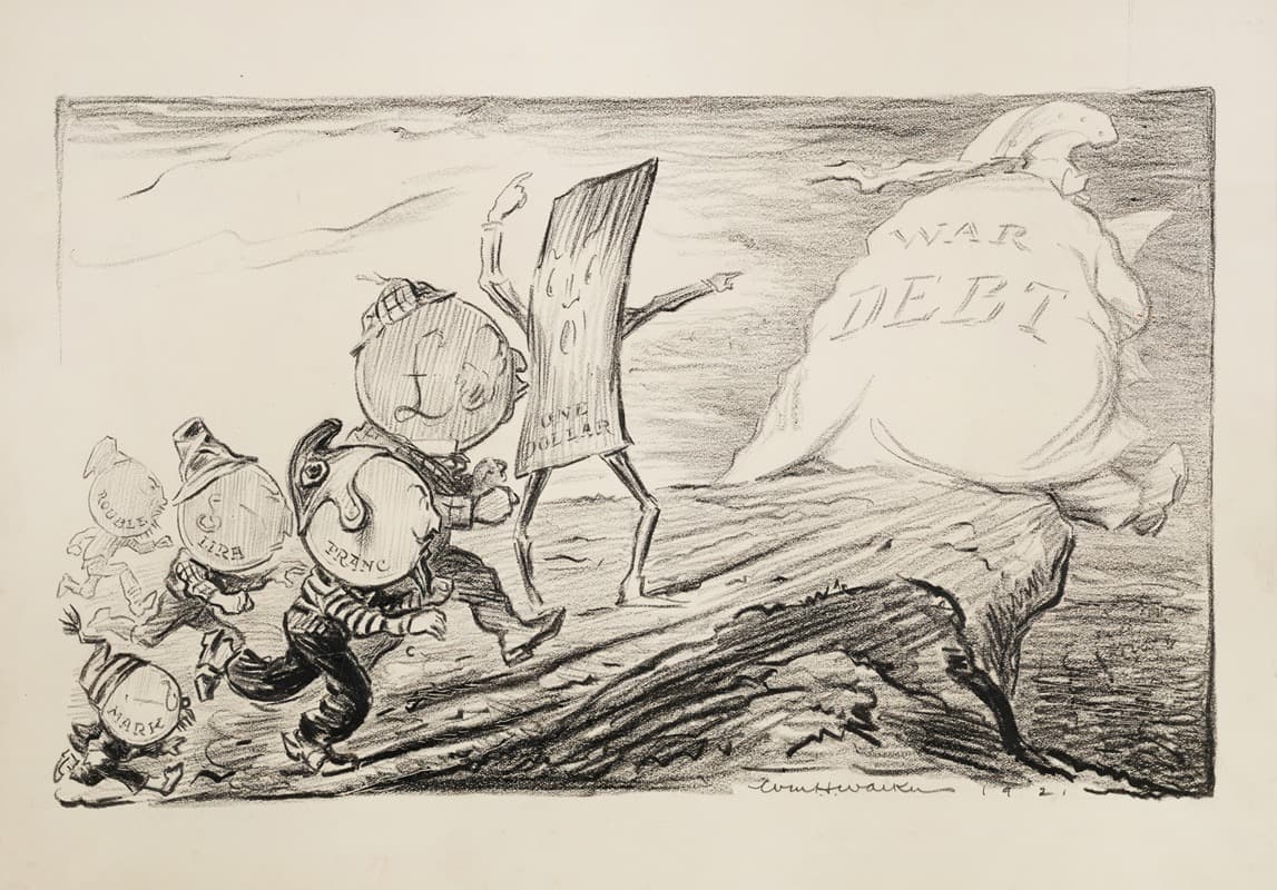 Figures representing the currency of several countries